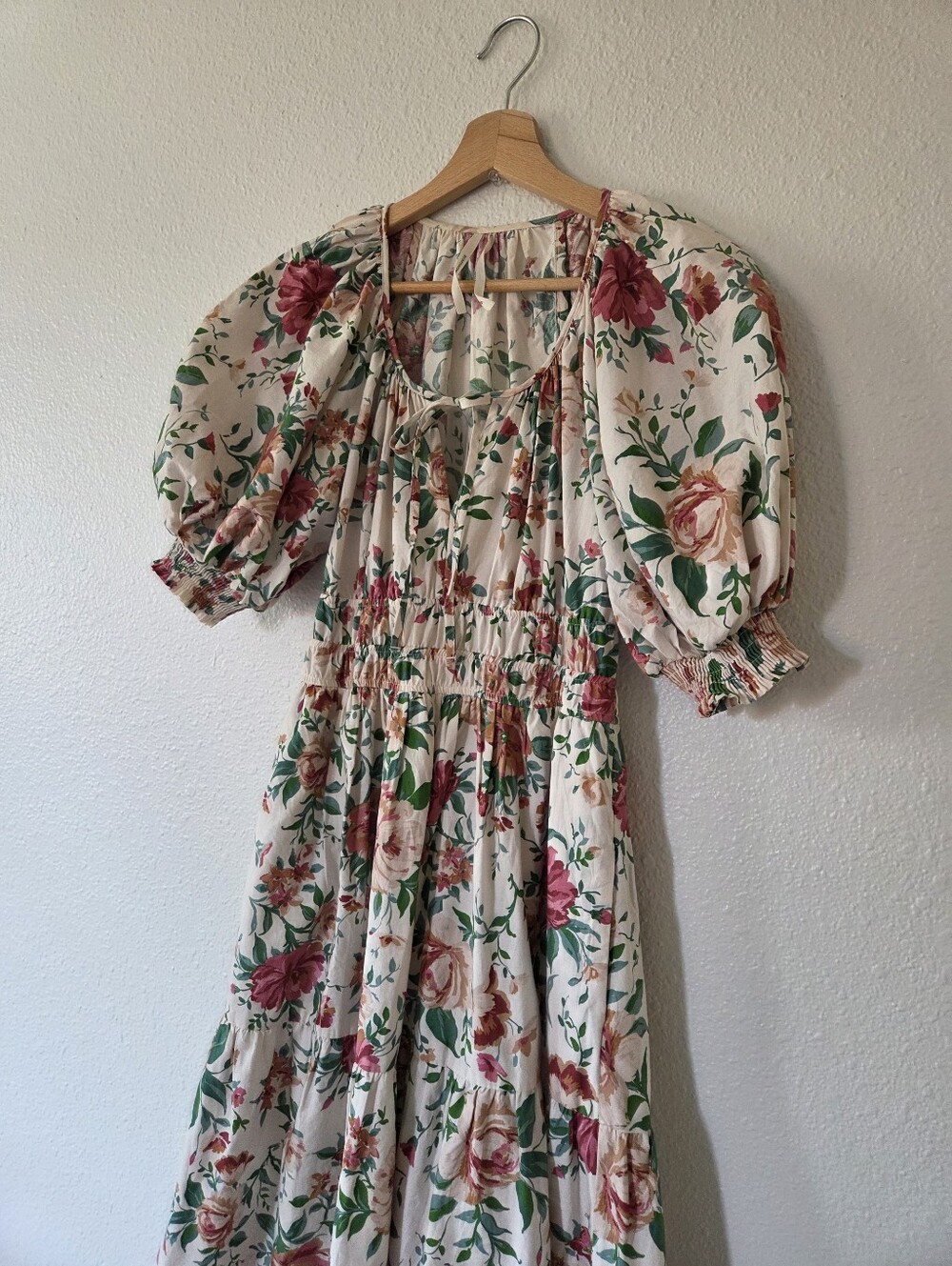 Sz XXS Anthropologie The Somerset Maxi Dress Puff-Sleeve Edition Cotton